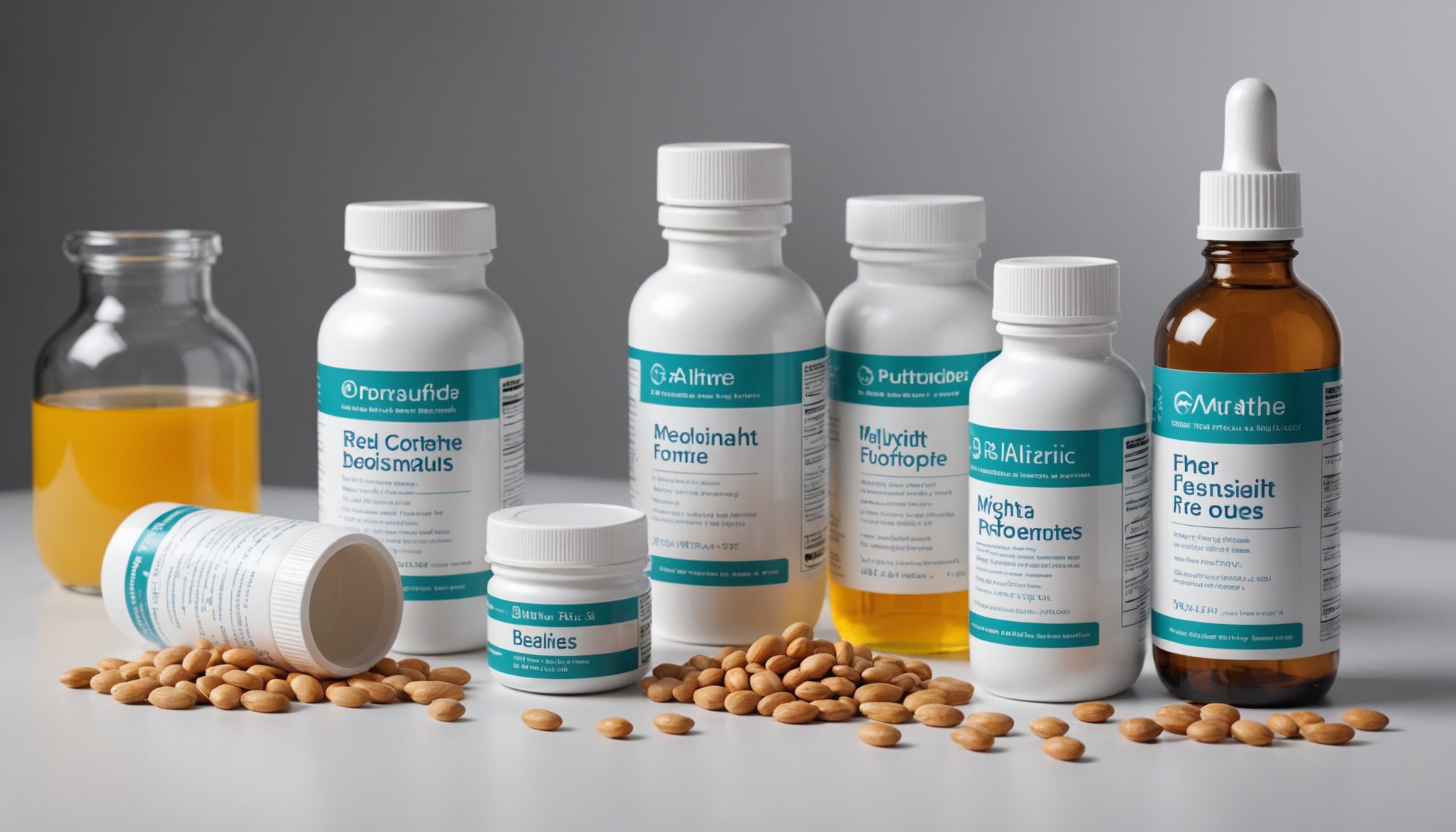 Man reading labels of over-the-counter erectile dysfunction supplements at a pharmacy counter